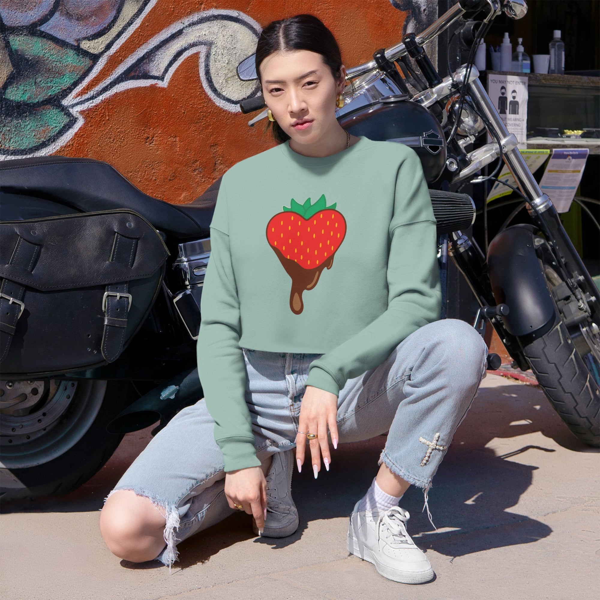 Cropped Sweatshirt - Chocolate Covered Strawberry