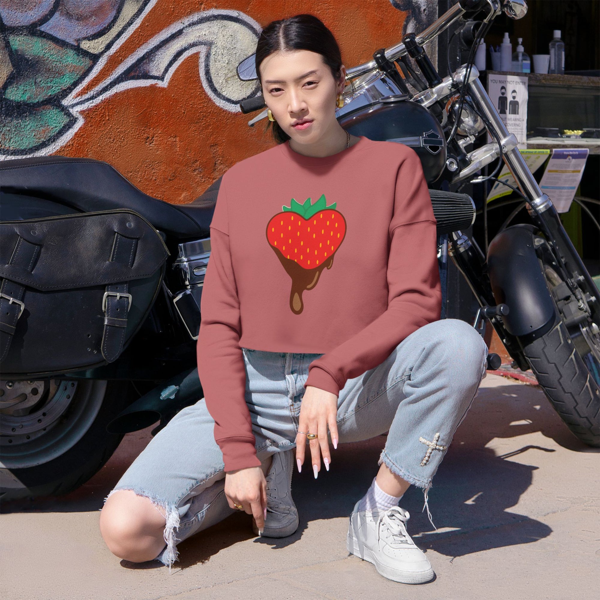 Cropped Sweatshirt - Chocolate Covered Strawberry