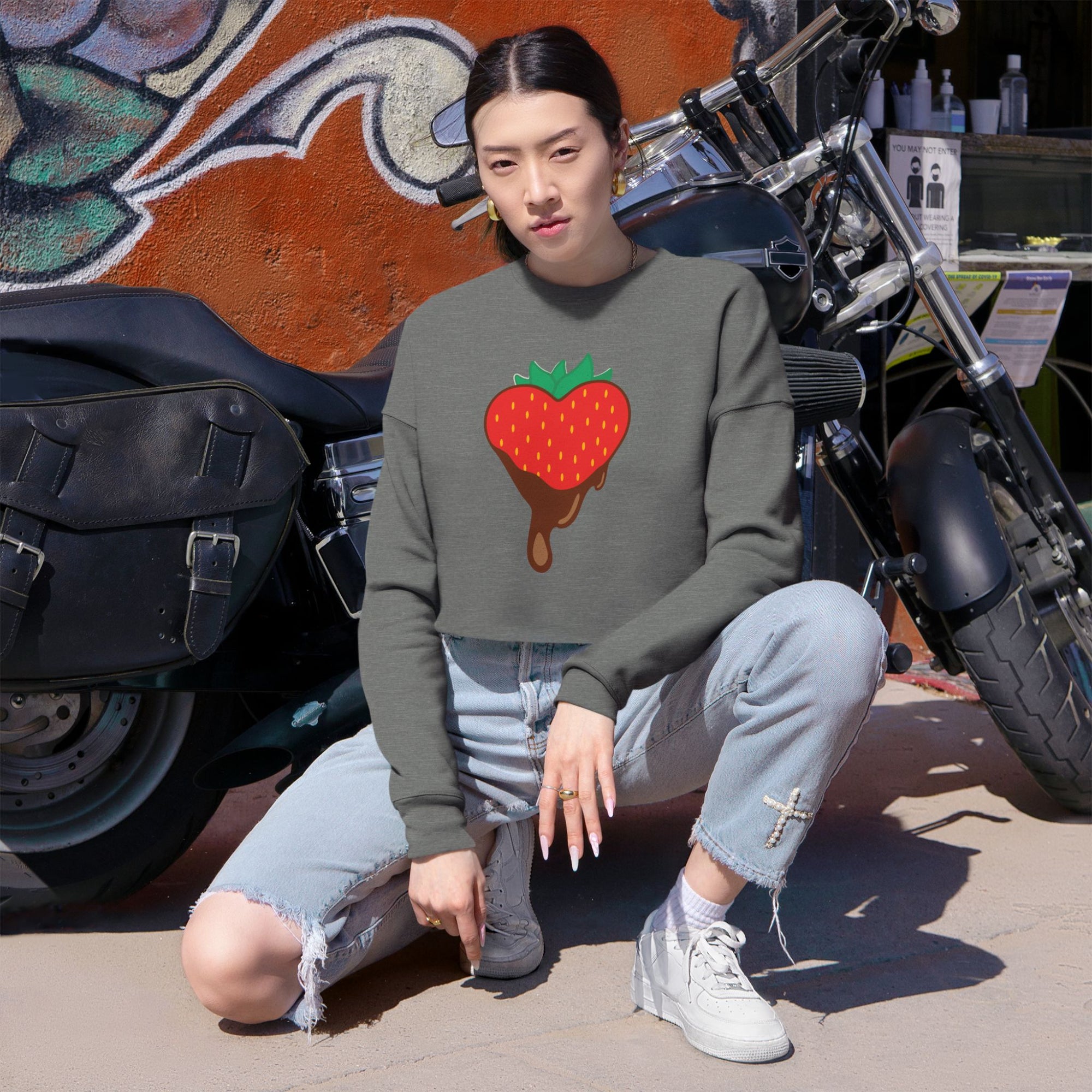 Cropped Sweatshirt - Chocolate Covered Strawberry